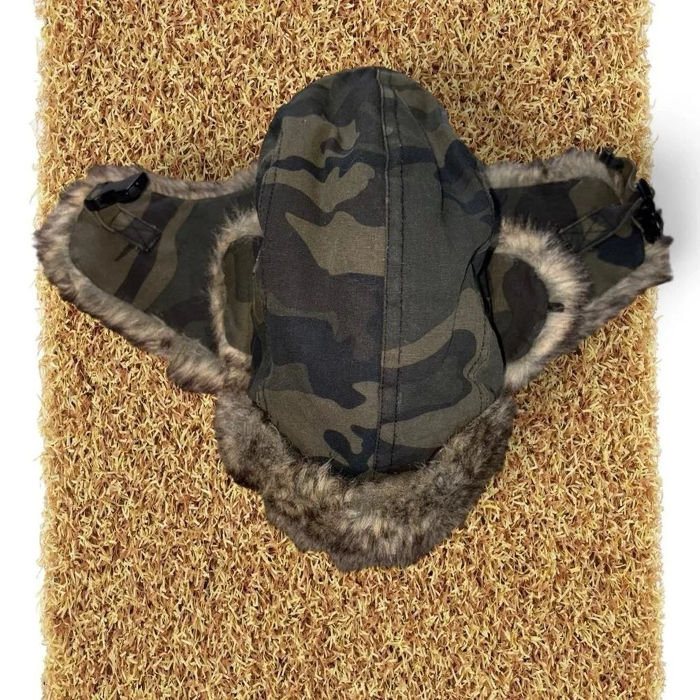 Camouflage Aviator Hat with Faux Fur Trim